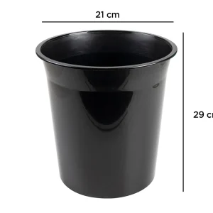 PAPELERA PLASTICO NEGRO OPACO 13 LITROS 275X285 MM