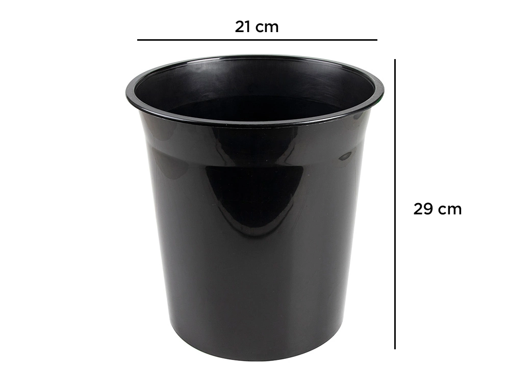 PAPELERA PLASTICO NEGRO OPACO 13 LITROS 275X285 MM