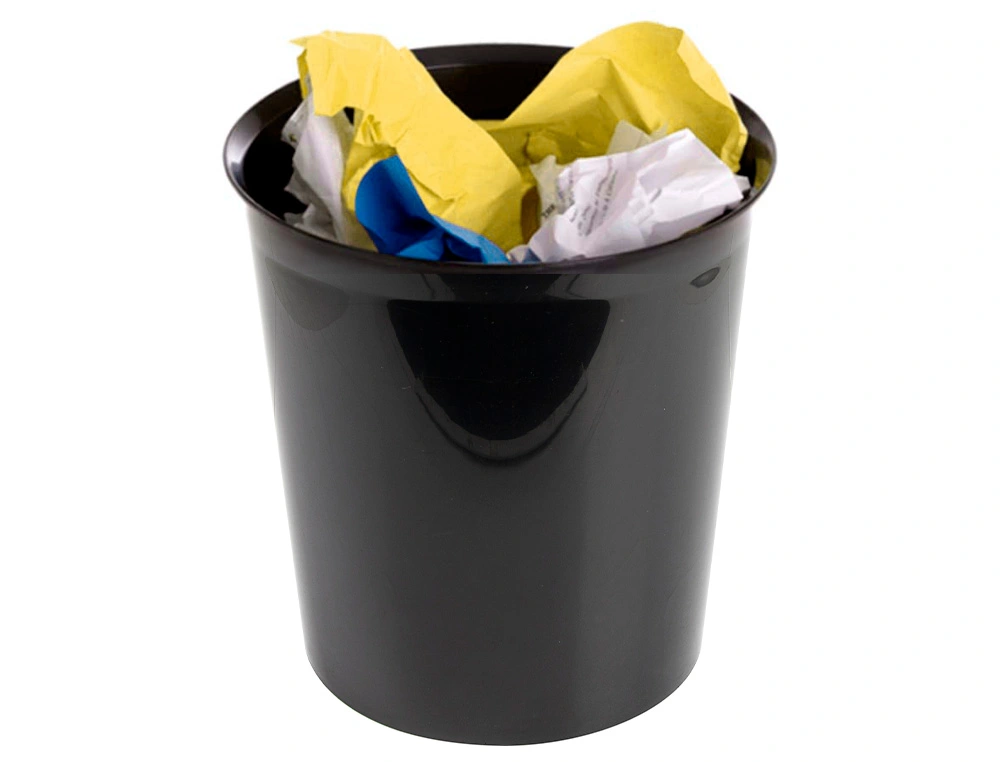 PAPELERA PLASTICO NEGRO OPACO 13 LITROS 275X285 MM - Imagen 2